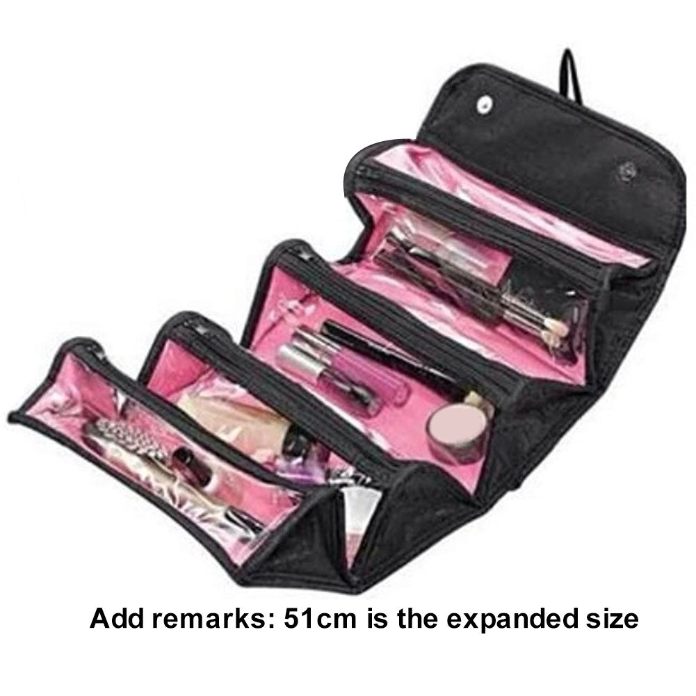Roll Cosmetics Organizer Makeup Bag Foldable Hanging Toiletries Pockets Compartment Travel Kit Jewelry Bags