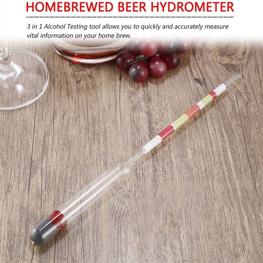 3 Scale Hydrometer Alcohol Brix Meter 3 in 1 Densimeter for Wine Beer
