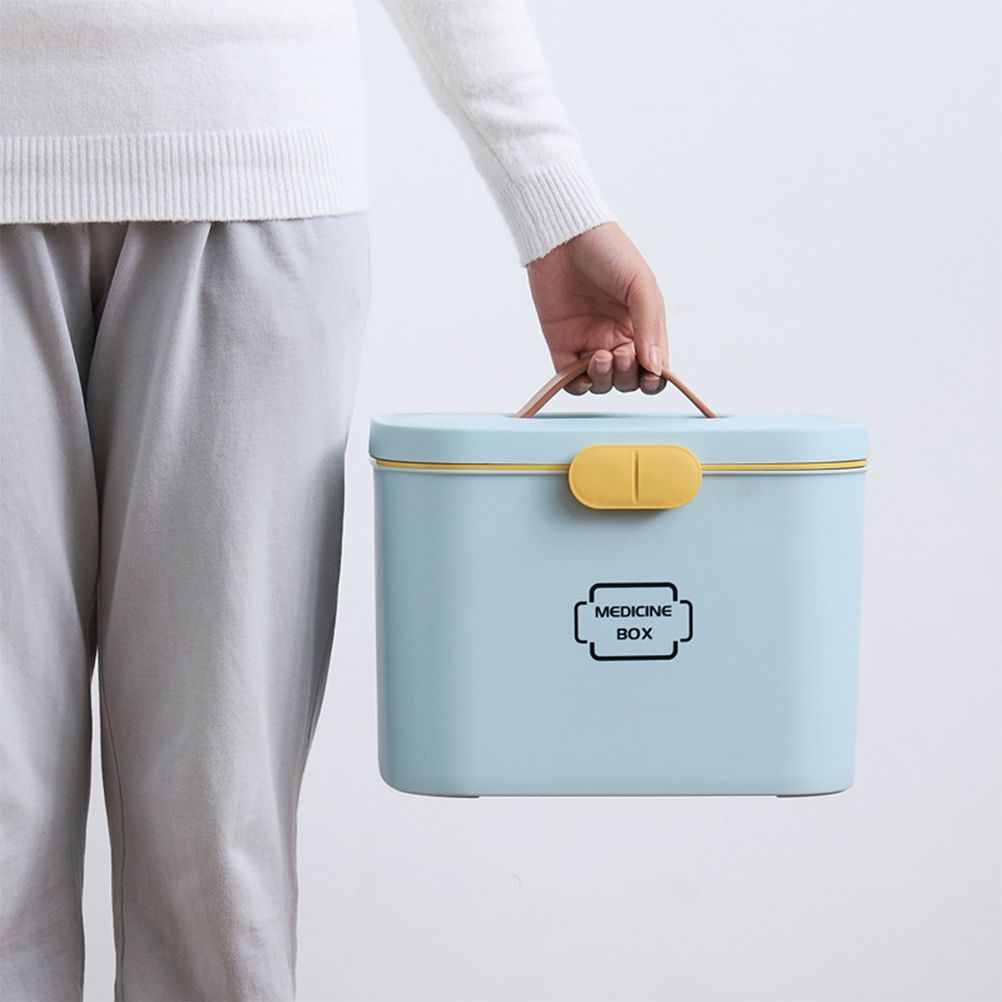 Family Medication Box Portable First Aid Box Organizer with Easy to Open Buckle Snap