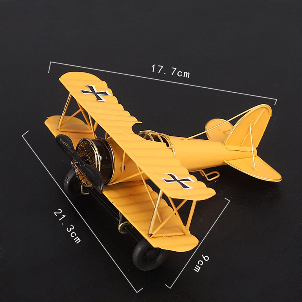 Vintage Metal Plane Crafts Retro Aircraft Model Biplane Aircraft Ornaments