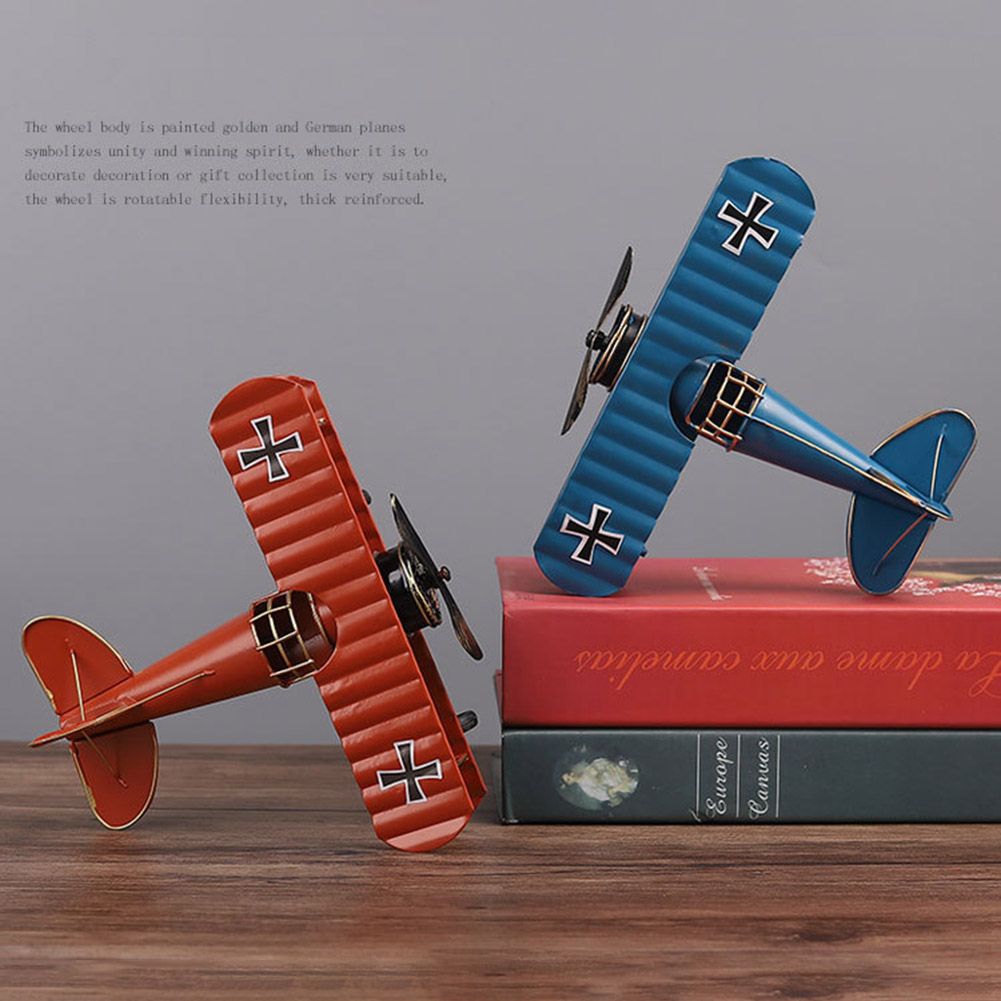 Vintage Metal Plane Crafts Retro Aircraft Model Biplane Aircraft Ornaments