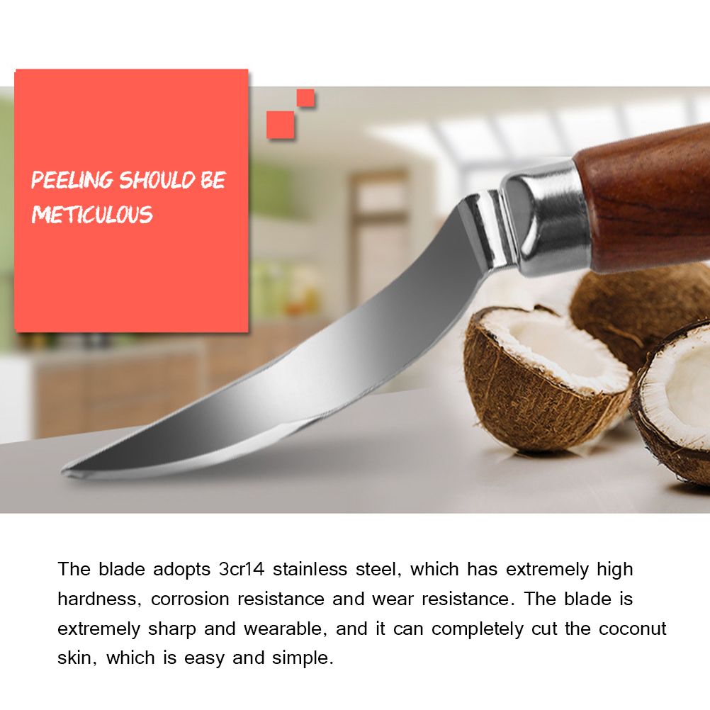 Stainless Steel Coconut Opener Knife Shell Opener Fruit Vegetable Meat Extractor Kitchen Tools