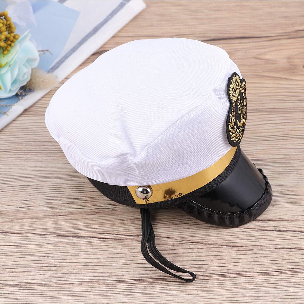 Halloween Captain Sailors Hat White Captain Hat Dog Cat Puppy Sailor for Halloween Party Cosplay Costume