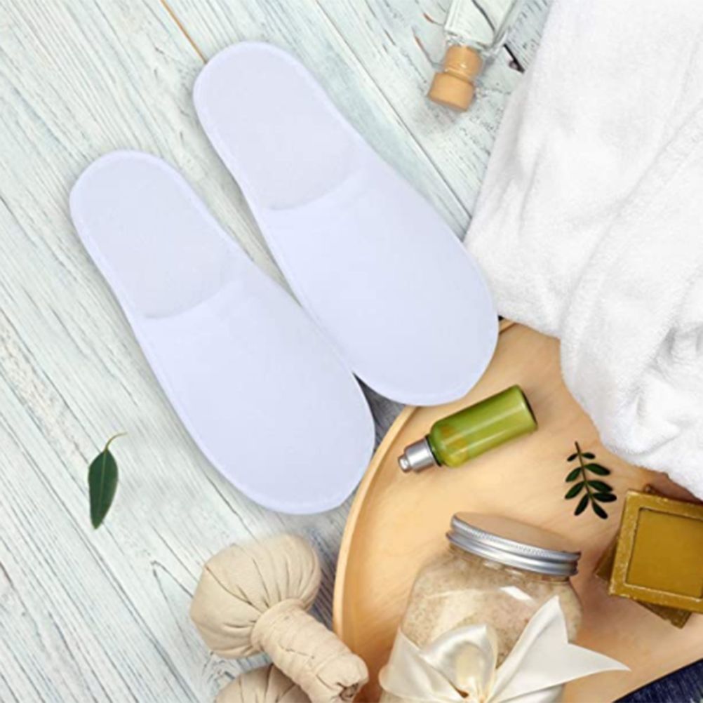 12 Pairs Disposable Spa Slippers for Men Women Non Slip Closed Toe Spa Slippers for Hotel Home Travel