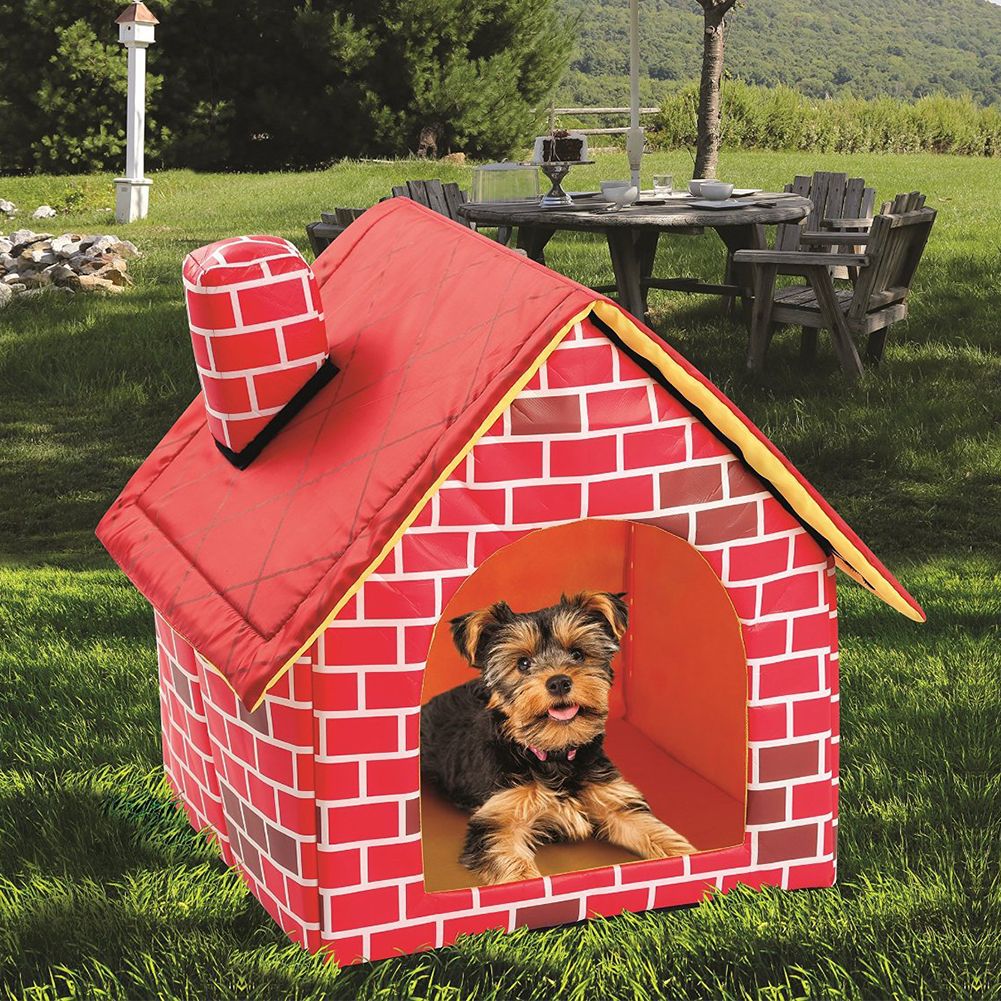 Portable Cat Puppy Home Red Brick Pet Dog House Warm And Cozy Cat Bed Dog Kennel House