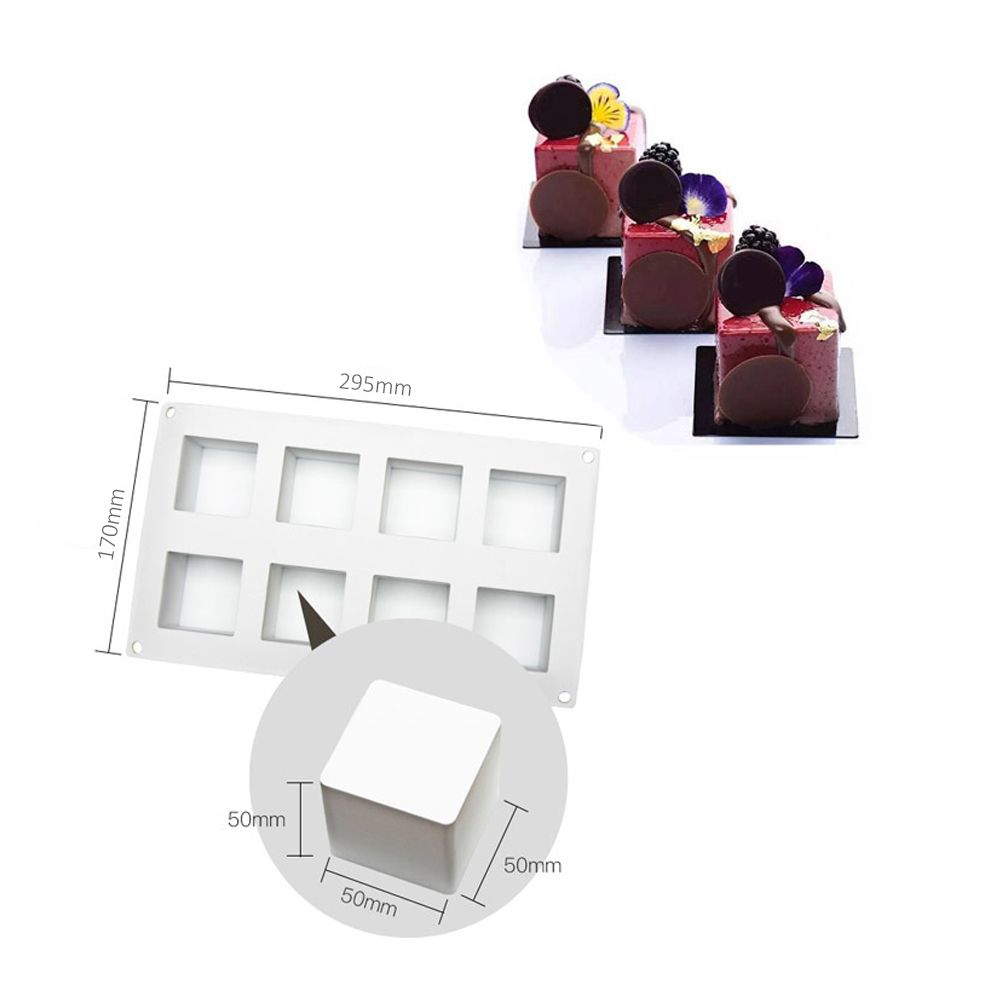 8 Grids Silicone Mold Cavities Baking Tray Non Stick Cake Mould