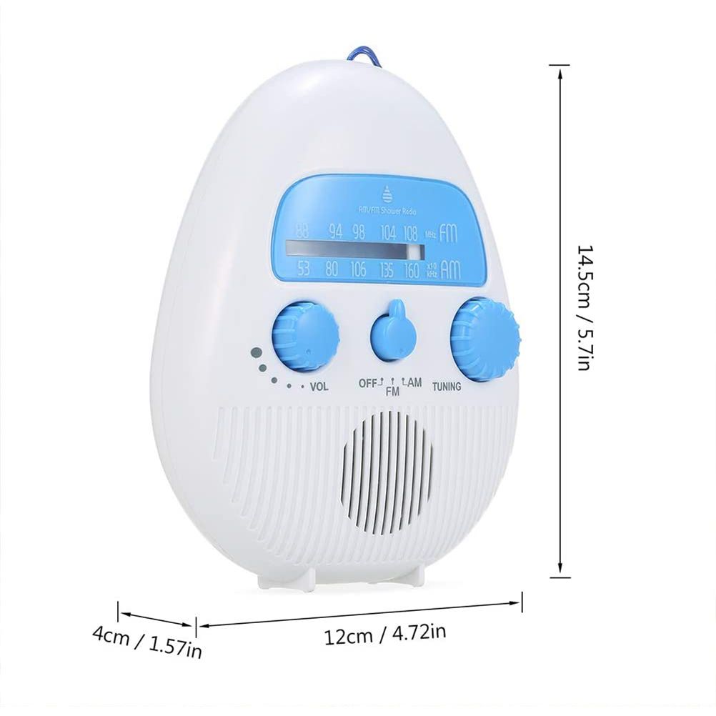 Mini Shower Radio Waterproof Bath Radio Battery Powered FM/AM Radio