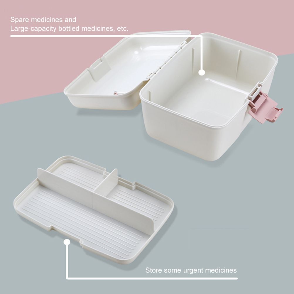 First Aid Kit 2 Layer Medicine Box Portable Emergency Medicine Box for Home Office