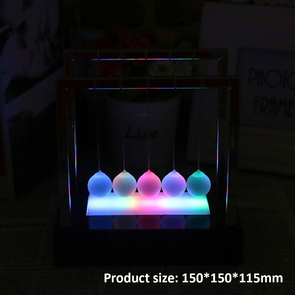 Illuminated Newton Pendulum Ball Miniature Model Ornaments Home Decoration Home Office Desk Decor Gifts