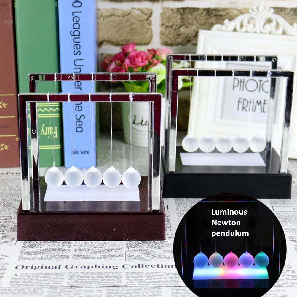 Illuminated Newton Pendulum Ball Miniature Model Ornaments Home Decoration Home Office Desk Decor Gifts