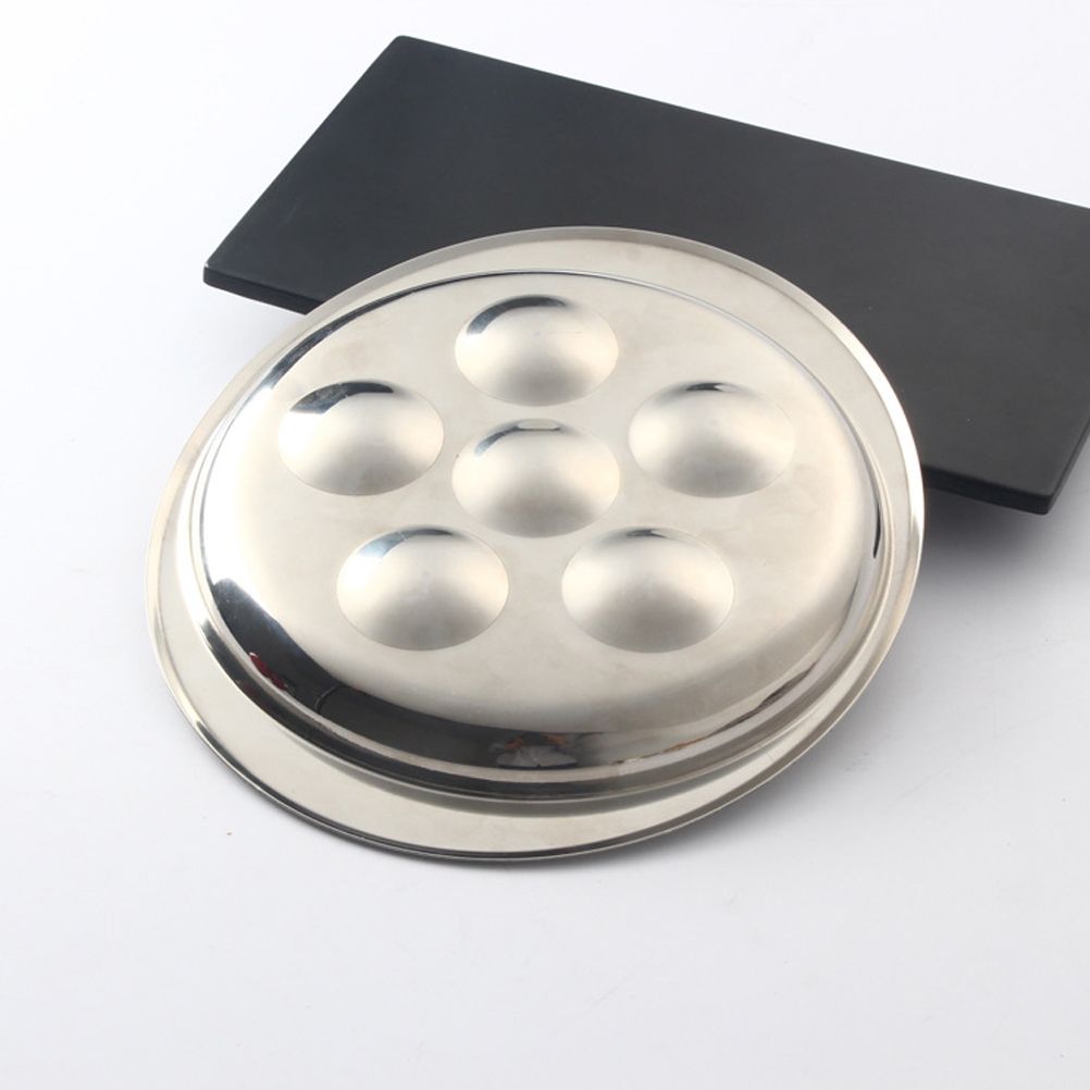 Stainless Steel Snail Plate Set Escargot Dining Set 6 Compartment Snail Dishes with Tong and Fork