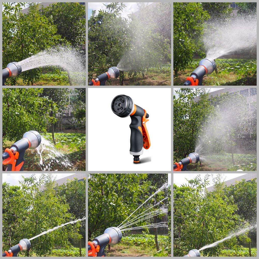 Garden Hose Nozzle Sprayer Hand Shower 8 Adjustable Irrigation Pattern High Pressure Hand Sprayer for Watering Lawn Car Washing