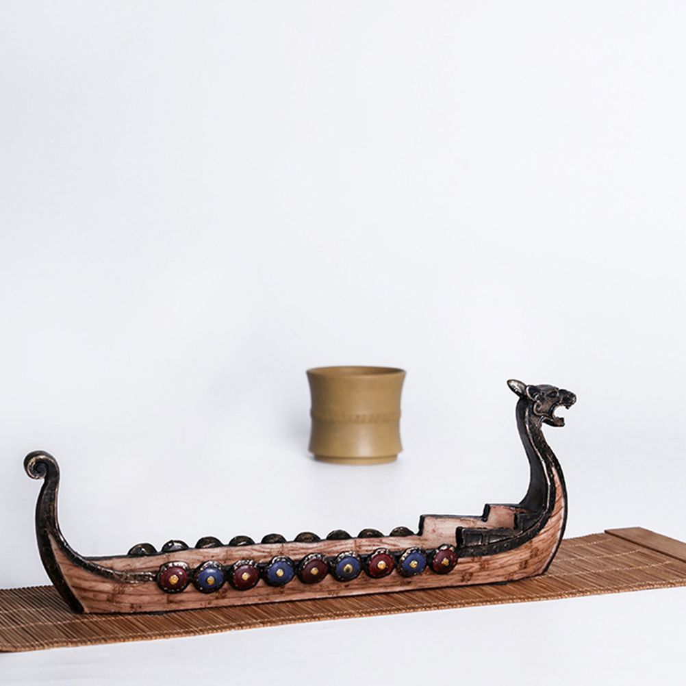 Resin Viking Ships Incense Stick Holder Retro Ships Ornament Exquisite Beautiful Home Decoration Ornaments