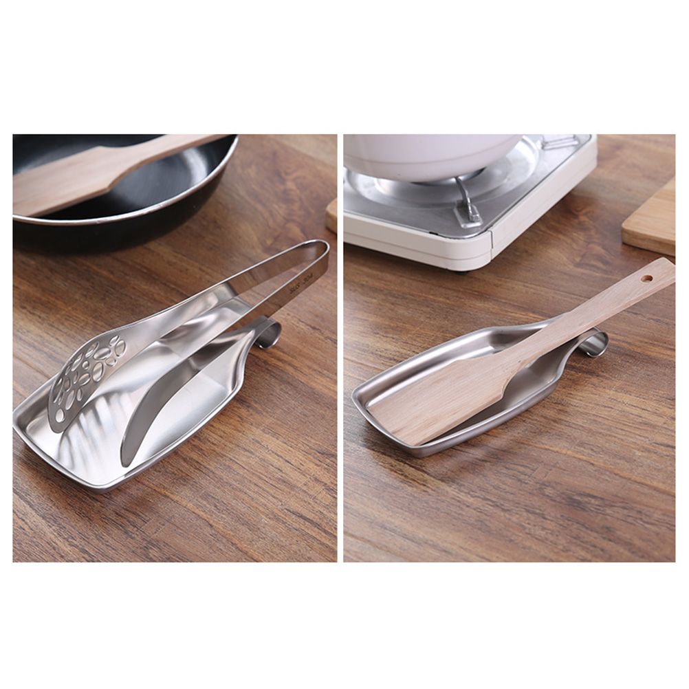 Stainless Steel Spoon Rest Stove Spoon Holder for Kitchen Spatula Ladle Brush Cooking Utensils