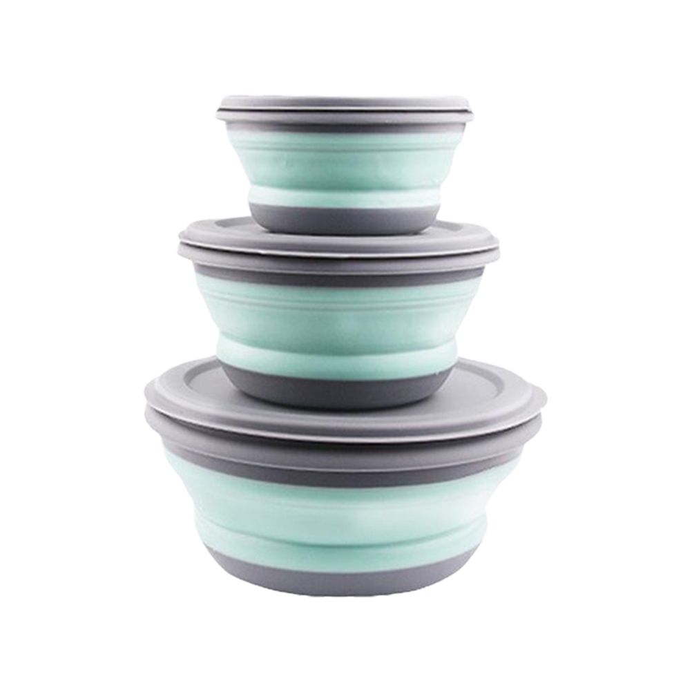 3Pcs Folding Camping Bowl Set Portable Silicone Kitchen Containers for Travel Outdoor Camping