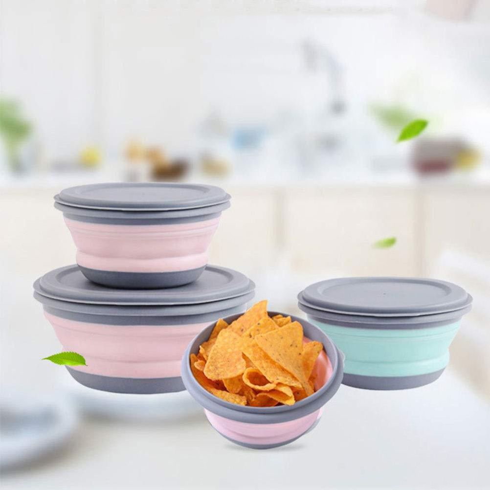 3Pcs Folding Camping Bowl Set Portable Silicone Kitchen Containers for Travel Outdoor Camping