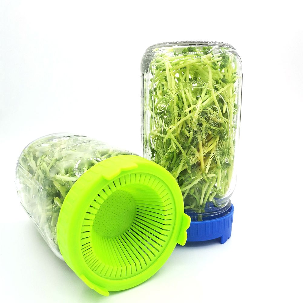 4Pcs Easy Rinse and Drain Plastic Sprouting Lids for Wide Mouth Jars
