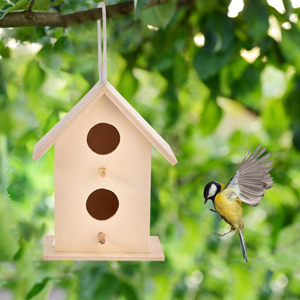 Wooden Bird House Hanging Nesting Box Birdhouse for Outdoor Garden Decorations