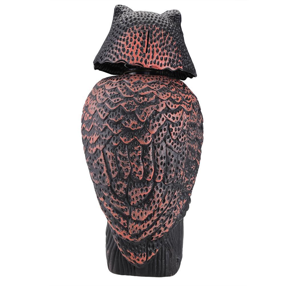 Horned Owl Decoy and 360° Rotating Head Owl Statue to Scare Birds Away for Patio Yard Garden