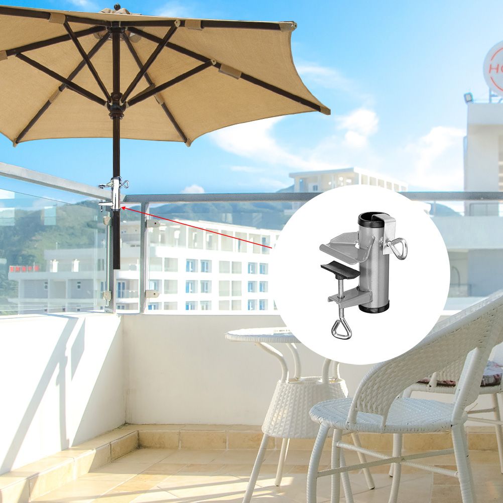 Flexible Heavy Duty Parasol Holder Stainless Steel Parasol Stand Fixed Clip for Garden Balcony Umbrella