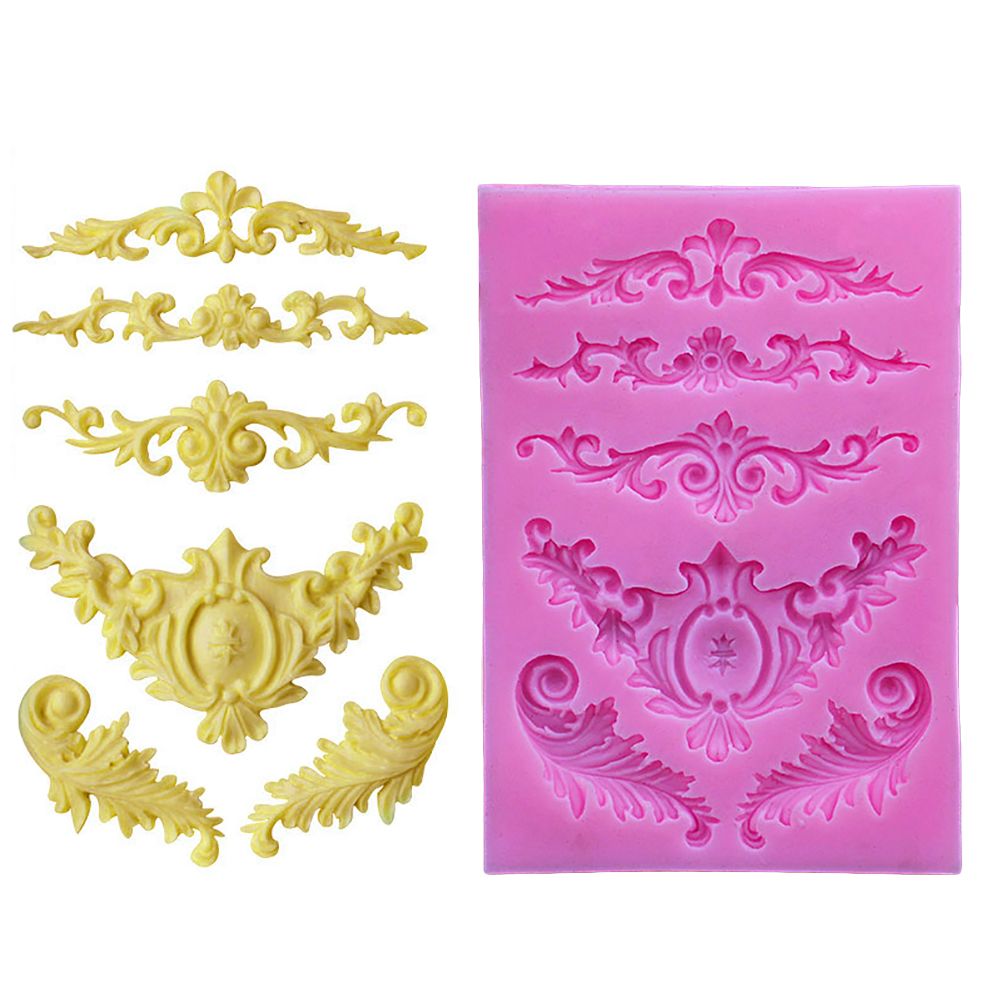 DIY 3D Sculpted Flower Baroque Scroll Silicone Mold Fondant Mold Cupcake Cake Decoration Tool