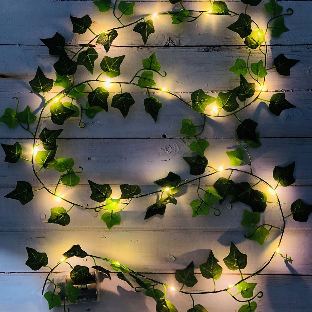 Artificial Plants LED String Light Green Leaf Vine Battery Operated Fairy String Lights for Home Wedding Decor