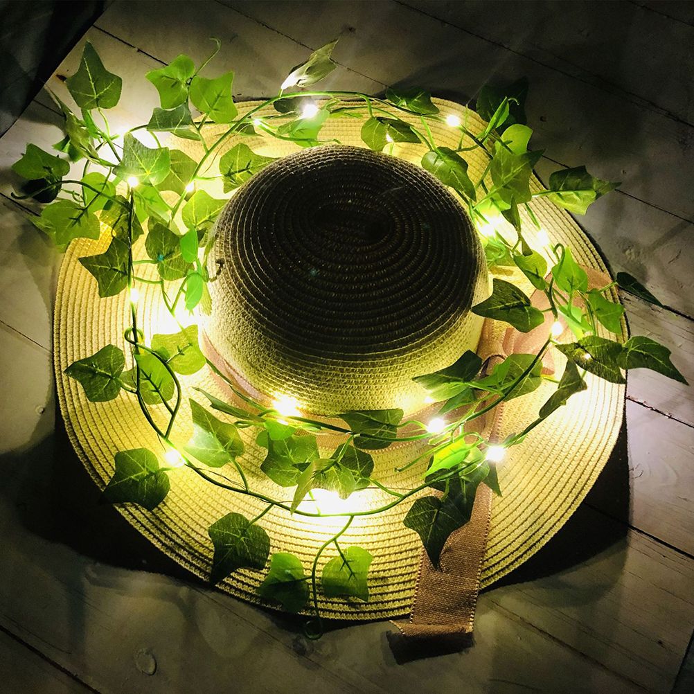 Artificial Plants LED String Light Green Leaf Vine Battery Operated Fairy String Lights for Home Wedding Decor