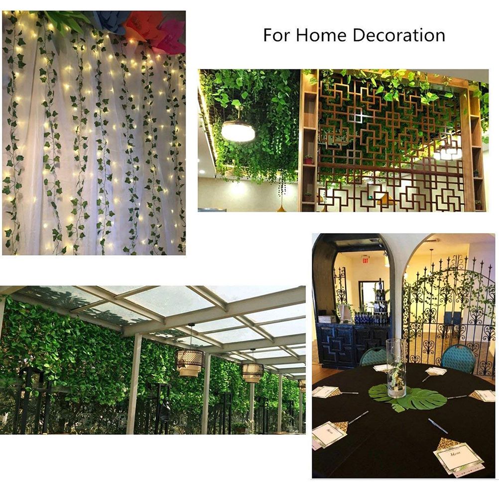 Artificial Plants LED String Light Green Leaf Vine Battery Operated Fairy String Lights for Home Wedding Decor