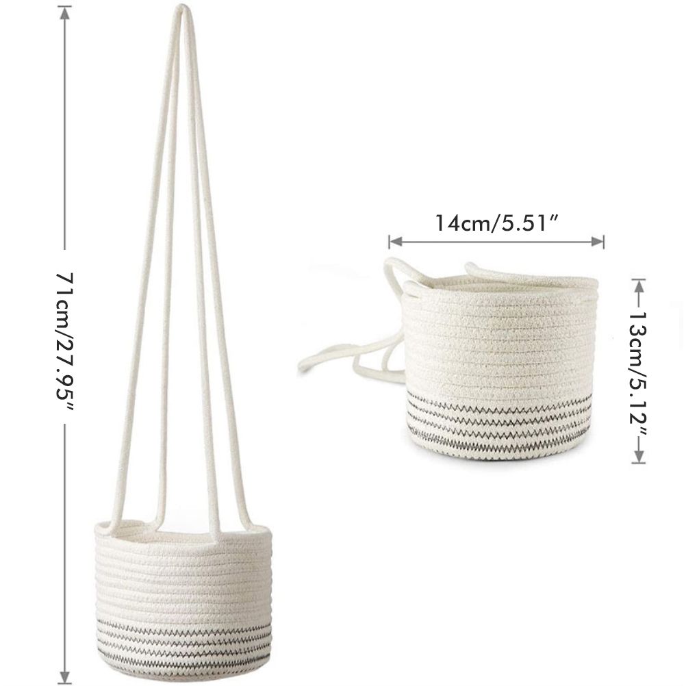 Hanging Plant Pot Holder Braided Plant Basket Indoor Flower Pot Plant Holder Hanging Cotton Rope Plant Storage Organiser