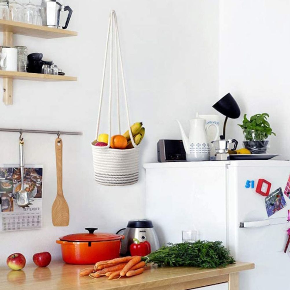 Hanging Plant Pot Holder Braided Plant Basket Indoor Flower Pot Plant Holder Hanging Cotton Rope Plant Storage Organiser