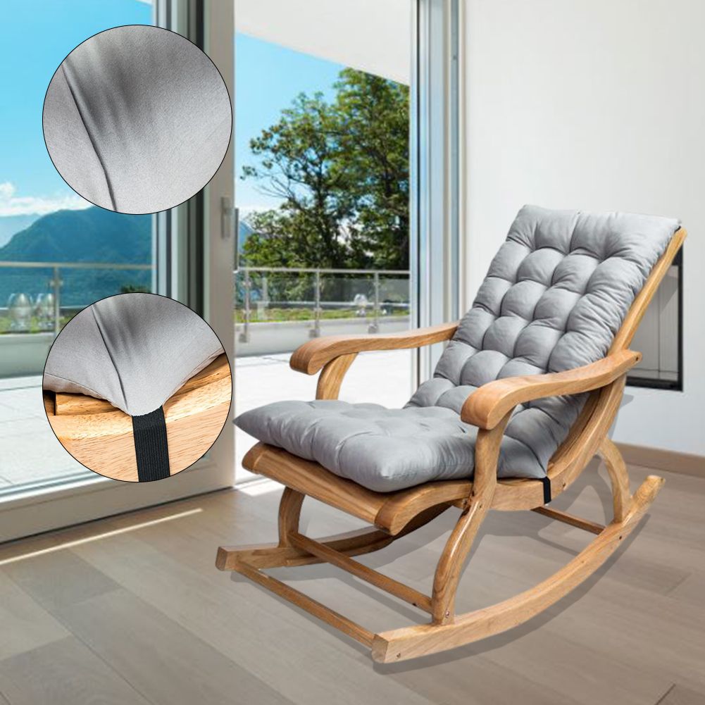 Suede Sun Lounger Chair Cushions Non Slip Rocking Chair Cushion Garden Recliner Quilted Thick Padded Seat Cushion with Ties