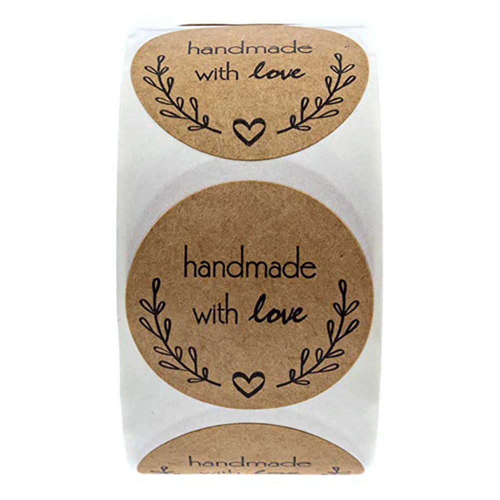 500Pcs Letters Stickers Round Self Adhesive Kraft Paper Labels Gift Tags