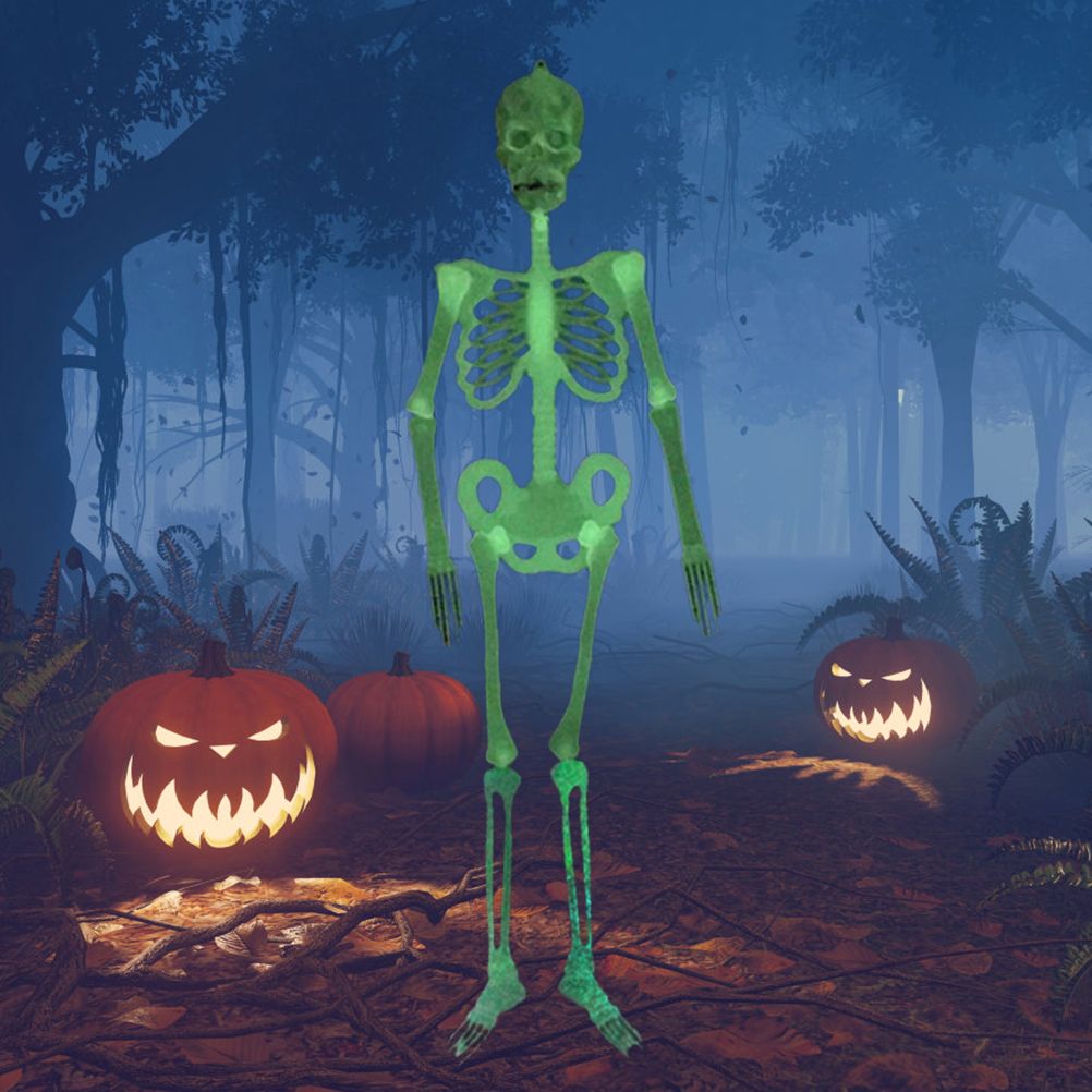 Glowing in the Dark Halloween Skeleton Decor Luminous Lifelike Skeleton Model for Front Lawn Haunted House Bar Props Halloween Party Decorations