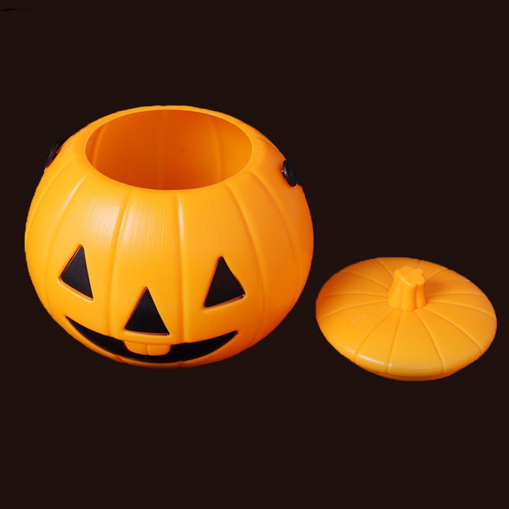 Halloween Pumpkin Bucket with LED Lights Sound Pumpkin Basket with Handle Halloween Candy Bucket Party Decor