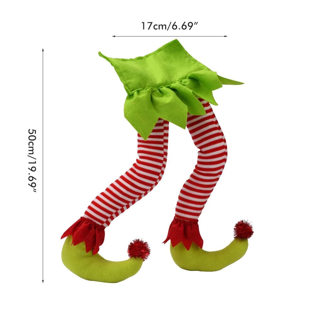 Christmas Elf Stuffed Legs Stuck Tree Topper Decorations Xmas Holiday Party Ornament Indoor Outdoor Decor