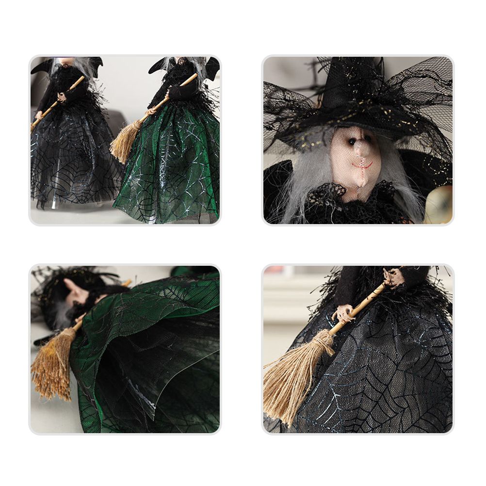 Halloween Veil Witch with Spider Web Skirt Doll Halloween Desktop Ornament Party Decor Haunted House Props