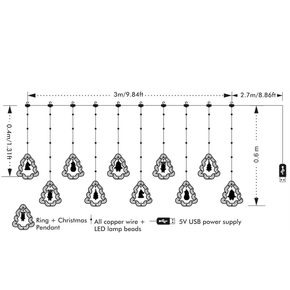 Fairy Christmas Lights LED Star Christmas Tree Snowman Santa String Lights for Indoor Outdoor Party Wedding Holiday Decorations