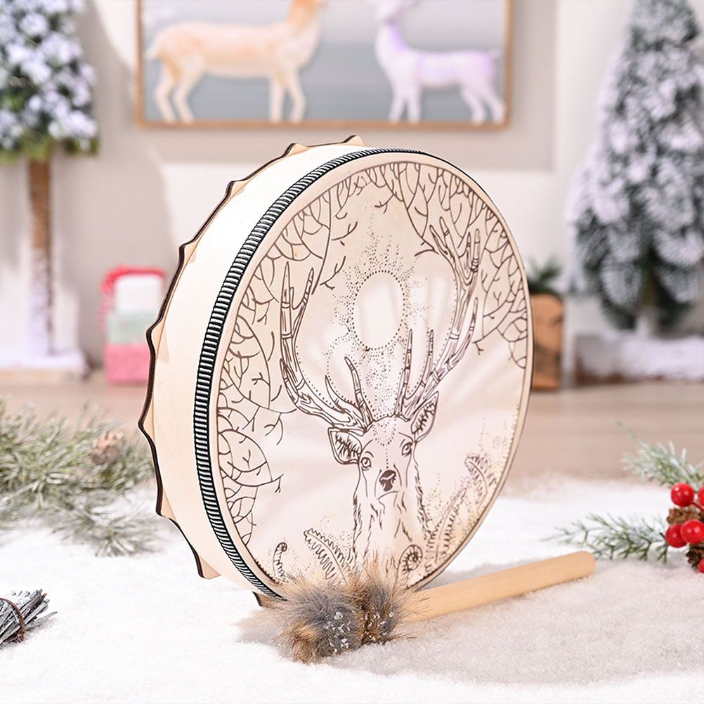 Large Shaman Drum Spirit Music Hand Drum with Drumstick Handmade Shaman Drum Home Decor