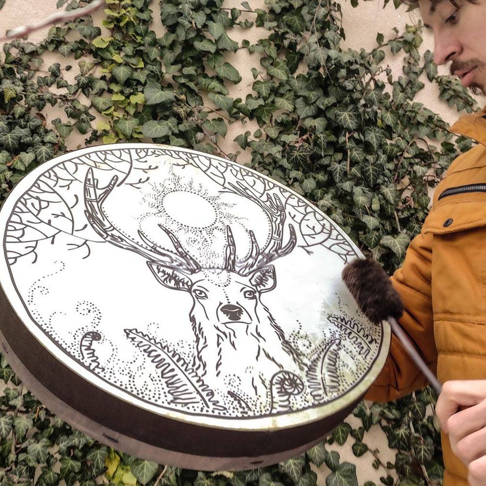 Large Shaman Drum Spirit Music Hand Drum with Drumstick Handmade Shaman Drum Home Decor