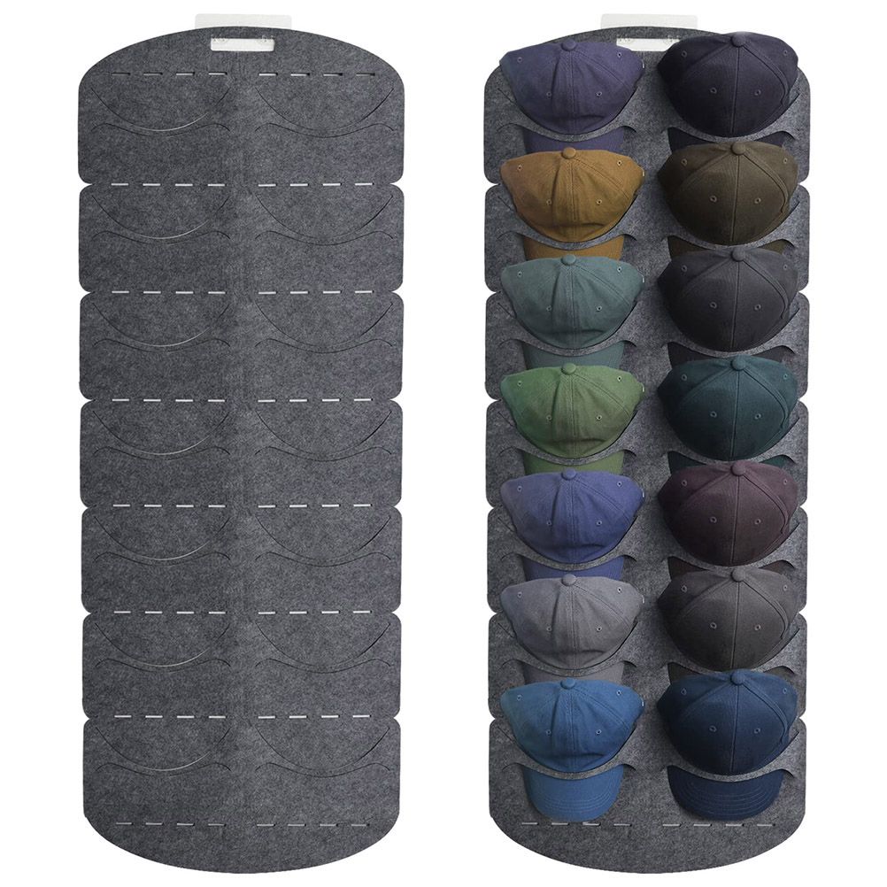 Hat Rack Felt Hat Organizer Wall Door Visible Hat Holder for Baseball Caps