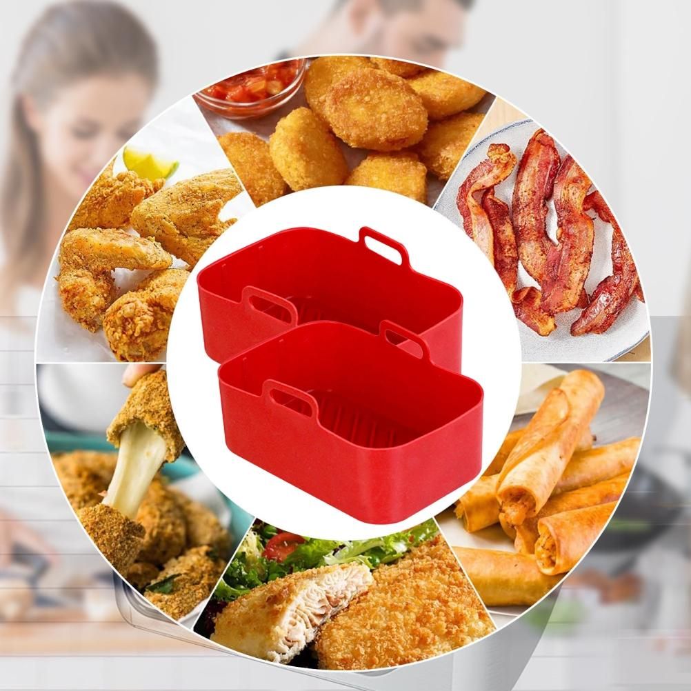2pcs Air Fryer Silicone Pot Compatible for DZ201 Foodi 8QT Reusable Silicone Air Fryer Liner Air Fryer Accessories