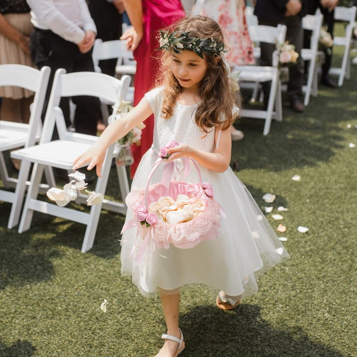 Wedding Flower Girl Basket Multipurpose Romantic for Wedding Ceremony