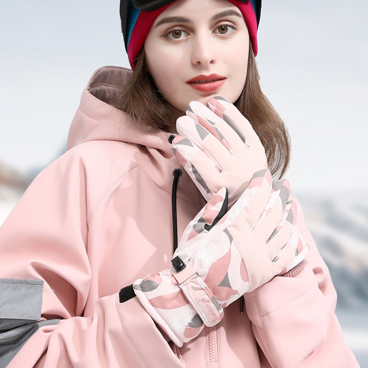 Ski Gloves Autumn and Winter Warm Cycling Gloves Girls Outdoor Windproof Waterproof Touch Screen Gloves