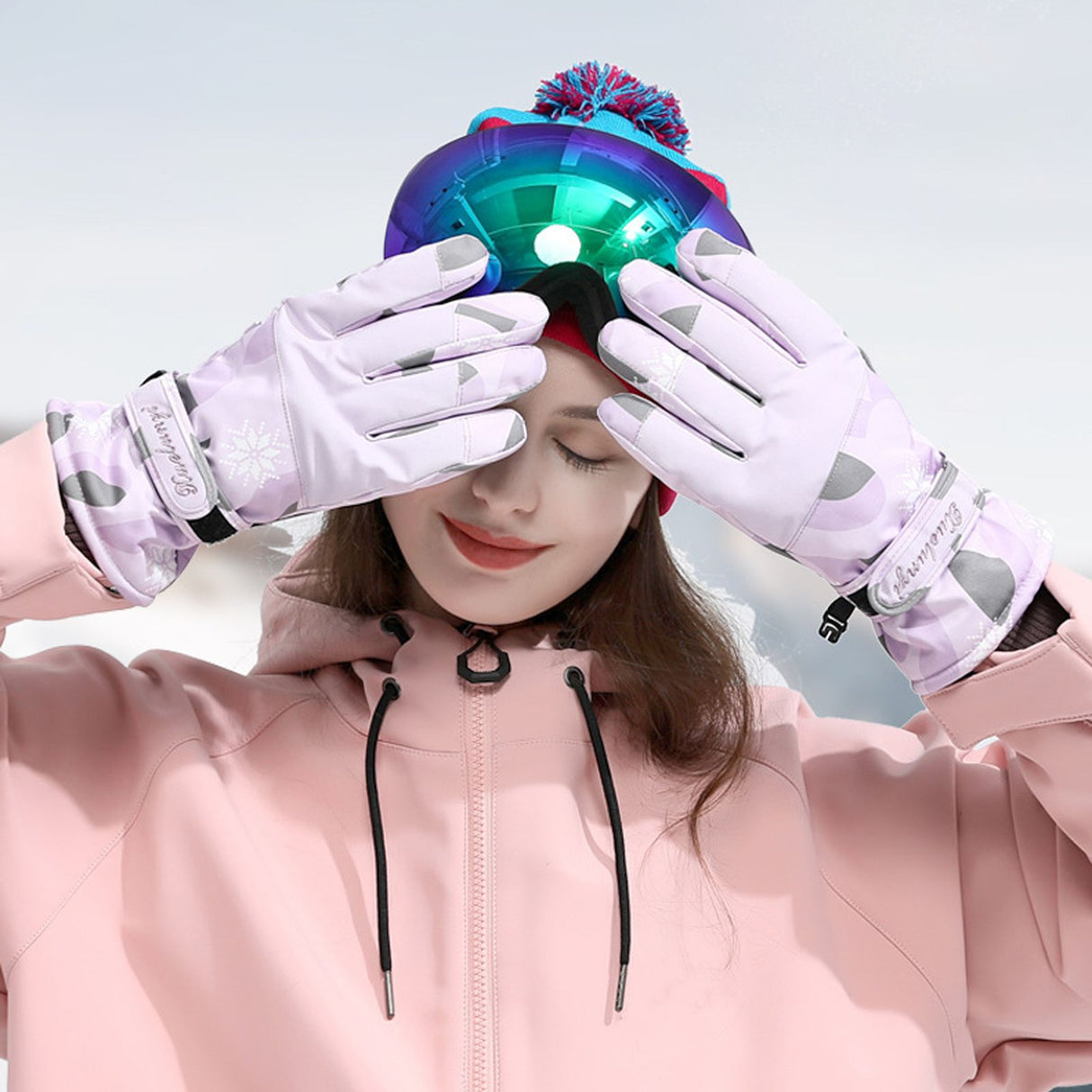 Ski Gloves Autumn and Winter Warm Cycling Gloves Girls Outdoor Windproof Waterproof Touch Screen Gloves