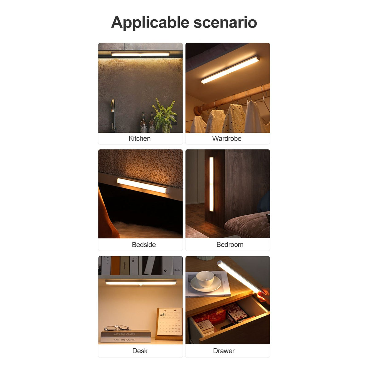 Intelligent LED Human Body Sensor Light Bar Rechargeable Wireless Night Light for Cabinet Closet