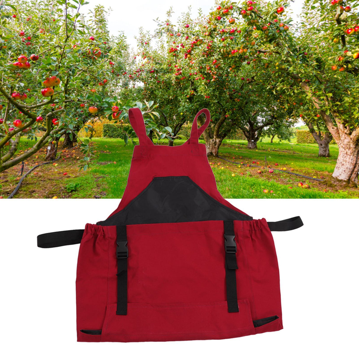 Gardening Apron Dark Red 210D PVC Waterproof Fabric Regulable Straps Lightweight Durable Outdoor Apron