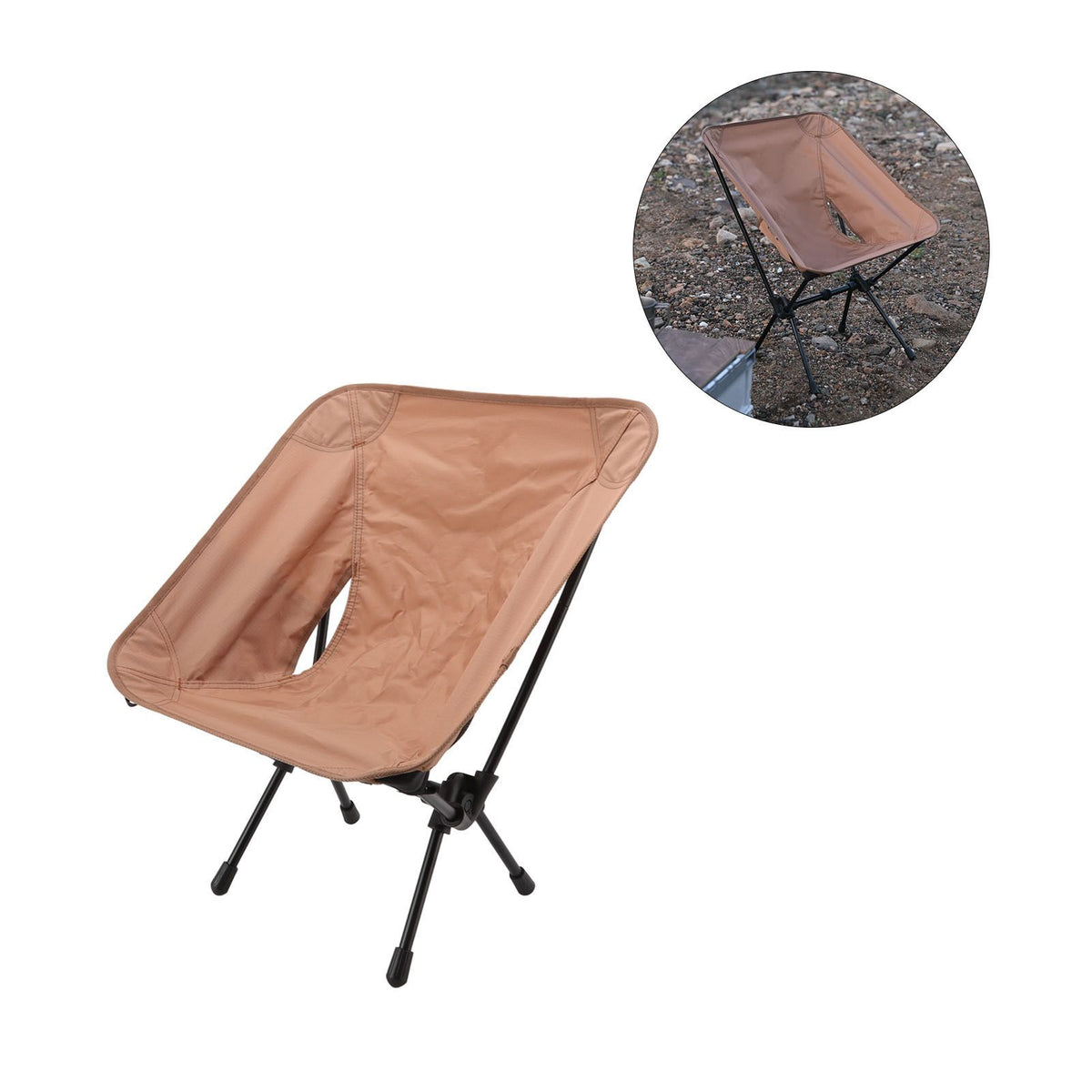 Outdoor Portable Folding Moon Chair Lightweight Leisure Camping Children Chair for Beach Fishing Sketch Sand Color