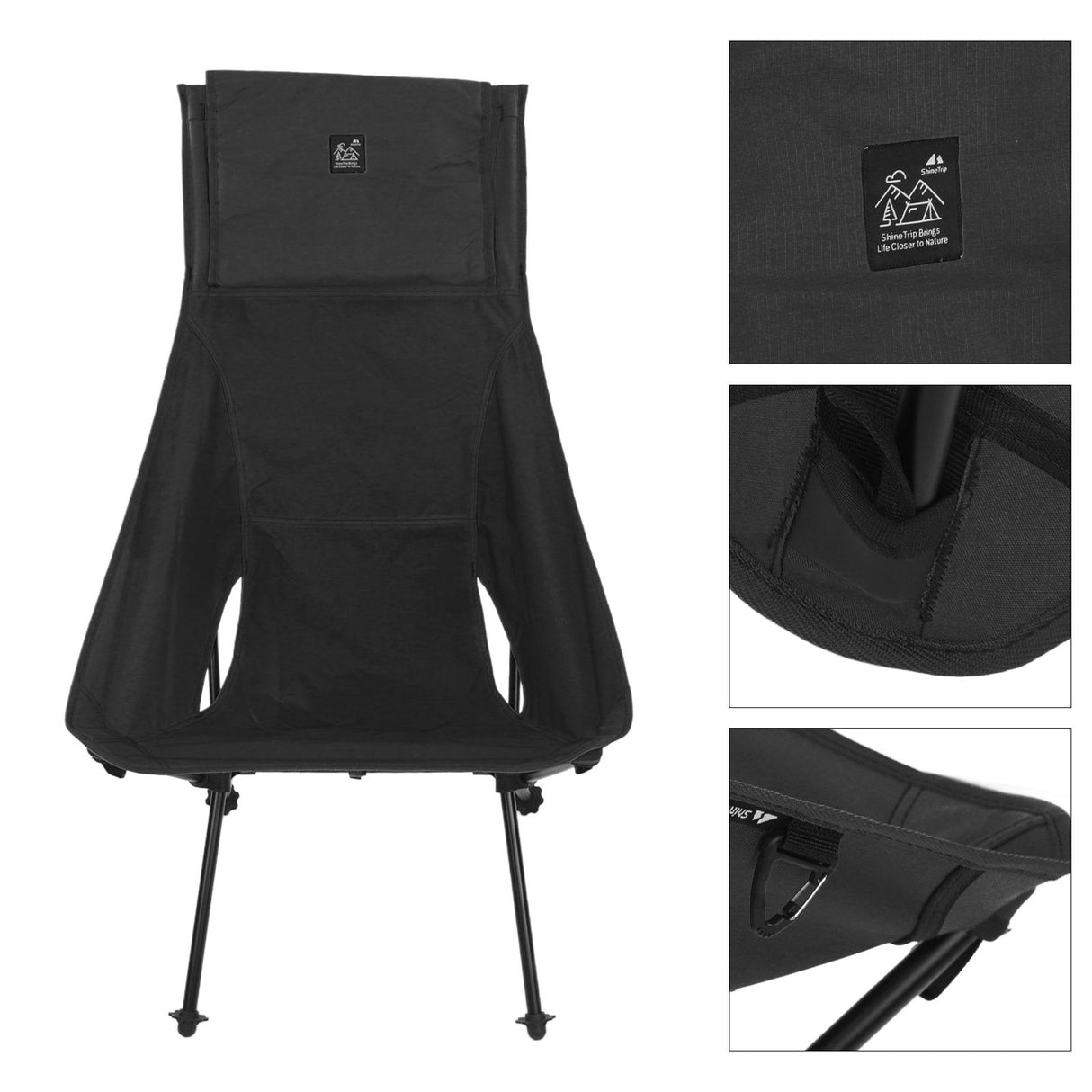 Camping Backpacking Chair Multipurpose Portable Folding Camping Chairs for Hiking Travel Beach Picnic Black