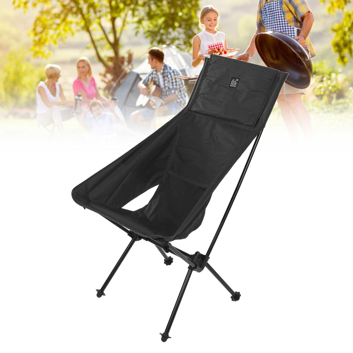 Camping Backpacking Chair Multipurpose Portable Folding Camping Chairs for Hiking Travel Beach Picnic Black