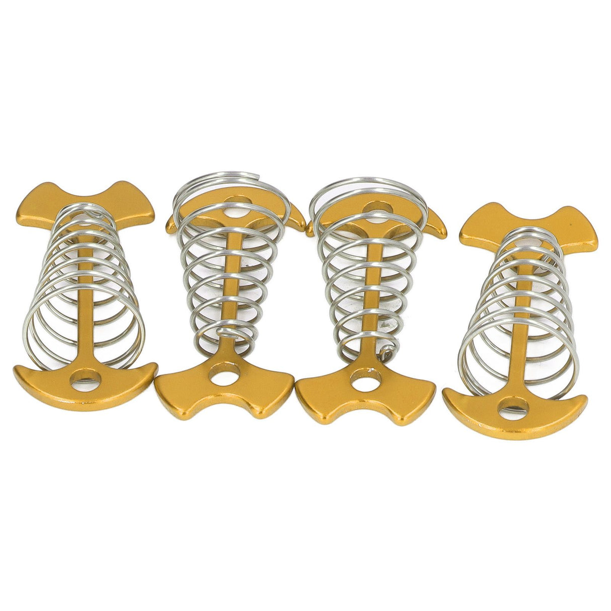 4pcs Fishbone Tent Nails Aluminum Alloy Stainless Steel Extended Plank Floor Canopy Stakes with Spring Gold